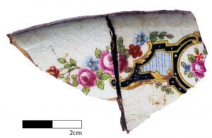 Hand-painted creamware from the Fort Richardson excavations.